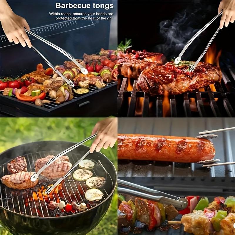 BBQ Sausage Turning Tongs, Hot Dog Tongs, Stainless Steel BBQ Kitchen Tongs
