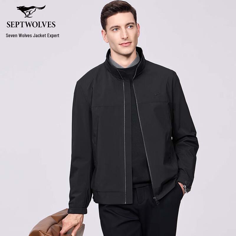SEPTWOLVES Men's Business Casual Stand Collar Jacket
