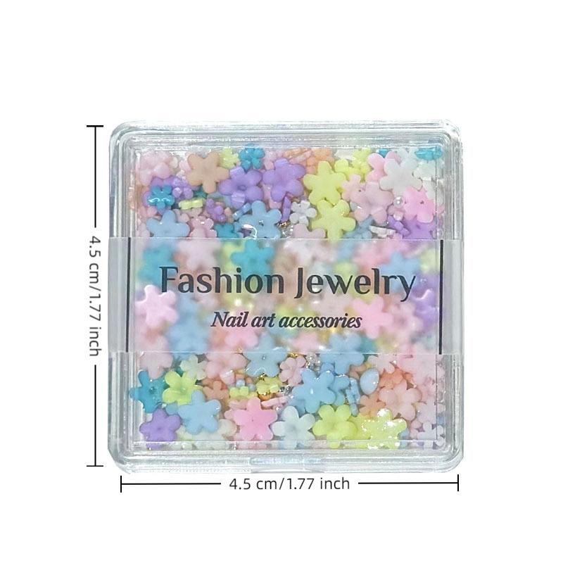 1 Schachtel Mix Bunte Blume Nail Art Nagelanhänger Perle Stahlkugel Dekoration Harzzubehör Nail Art DIY