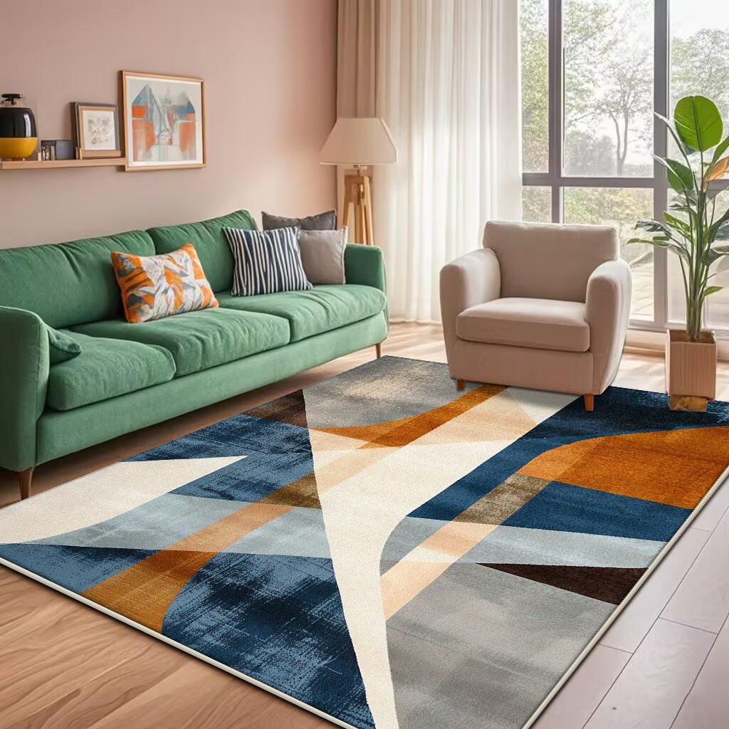 Modern Geometric Large Rugs for Living Room Decoration Nordic Style Home Carpet Light Luxury Bedroom Rug Non-slip Washable Mat