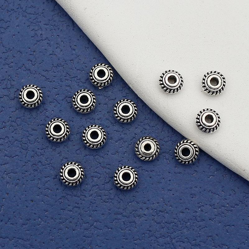 4.5mm Tibetan Silver Geometric Herringbone Bodhi String Spacer Beads for DIY Jewelry 4.5mm Hole 1mm