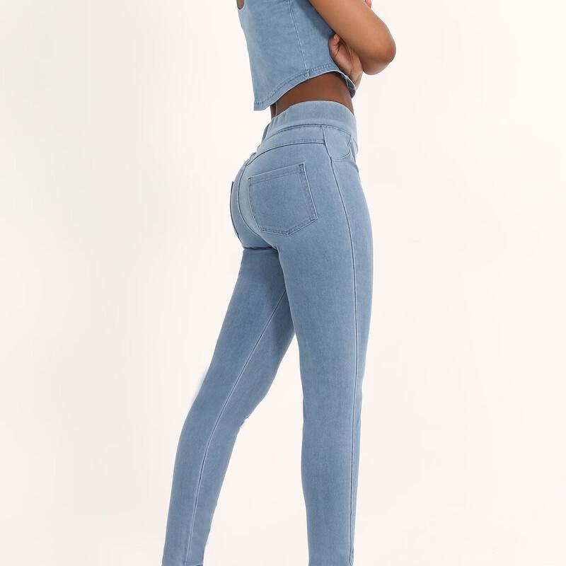 Women's Denim Style High Waist Yoga Leggings