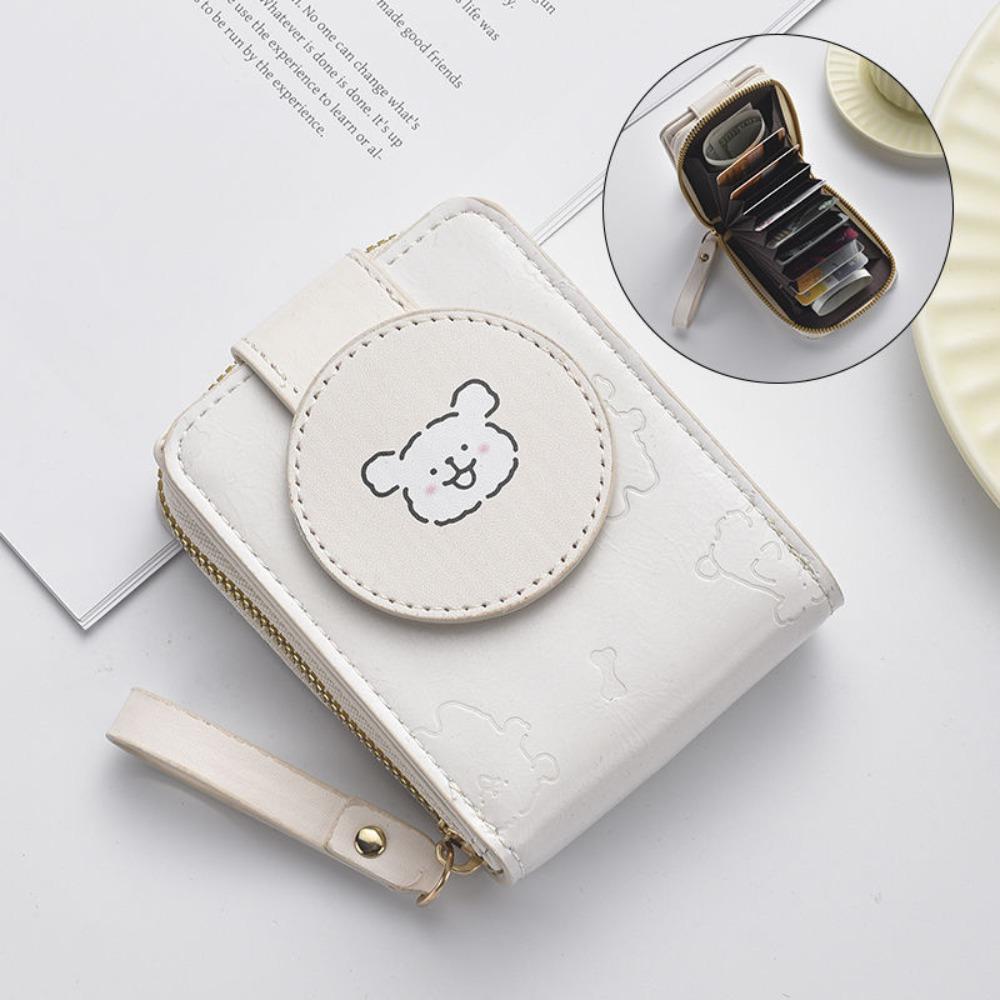 

Trendy Cute Dog Short Wallet PU Leather Large Capacity Driving License Holder Money Bag Women