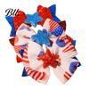 Glitter Bow Barrettes Independence Day Hair Clip for Girls, Red Blue White Hairpin, Double Layer Fashion Bows with Sequins Star, Accessory Festival