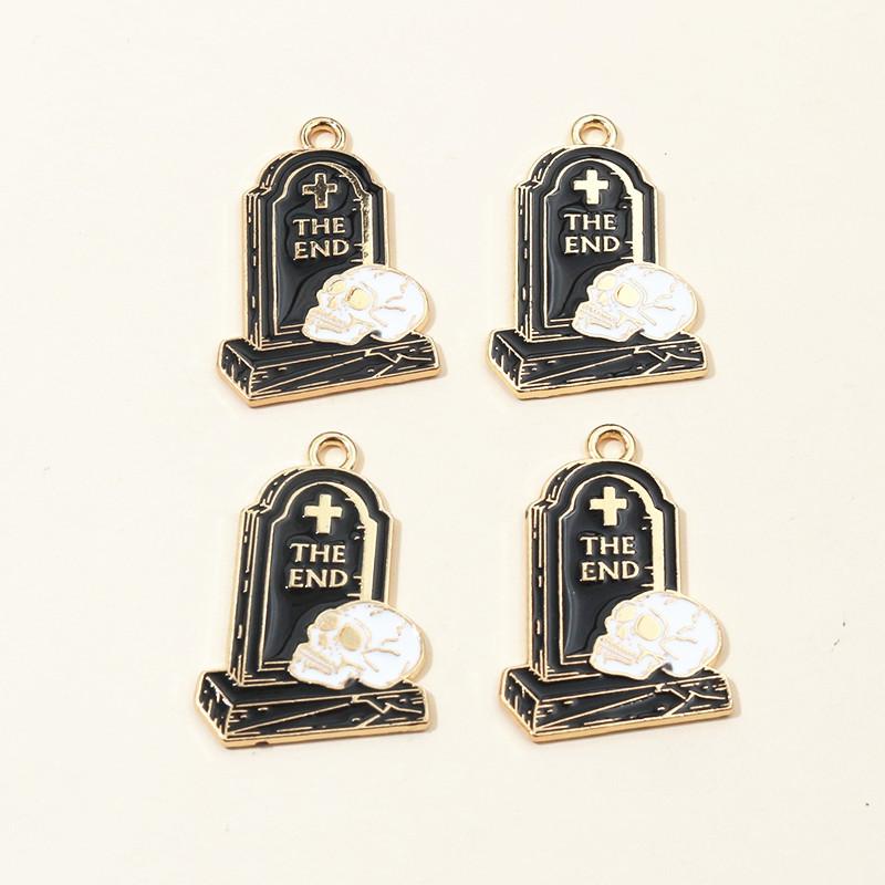 10pcs Flower Skull Tombstone Charms Pendant Enamel Gothic Punk Style DIY Jewelry Making Accessories Necklace Bracelet Findings