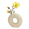 Decorative Vase - EDEN - Ring Shape - Ceramic - Ribbed White - 20x19x7 Cm