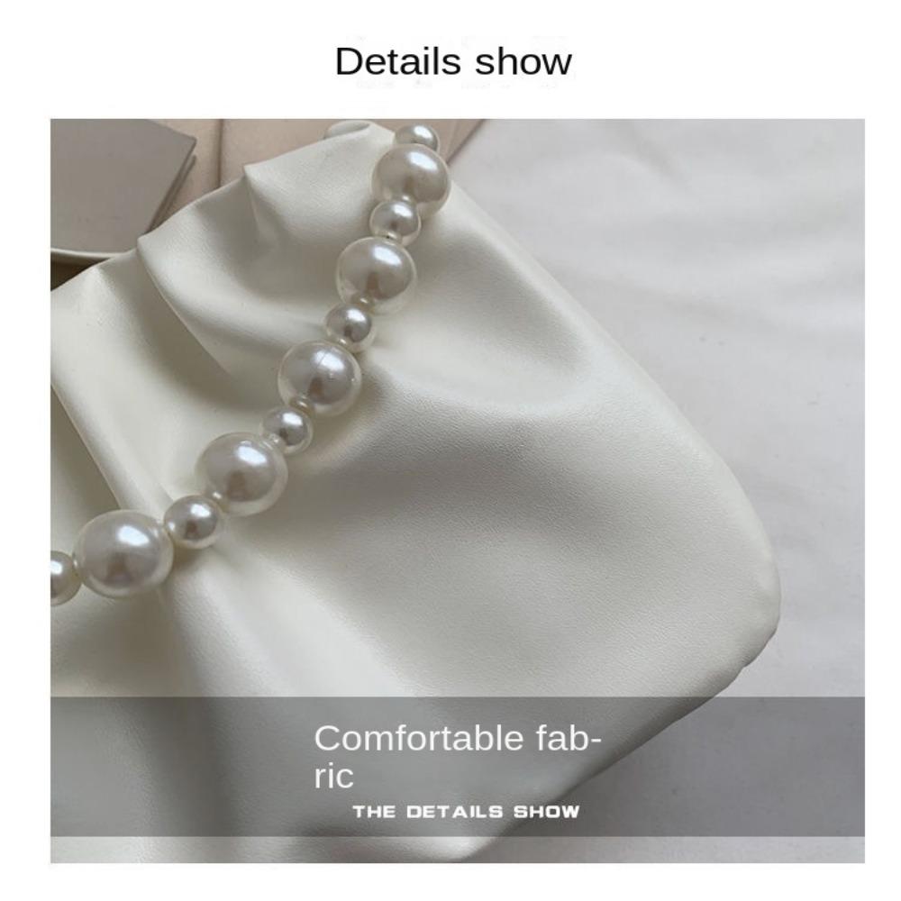 Luxury Pleated Shoulder Bag PU Leather with Pearl Cloud Underarm Bags Small Handbags Women Purse