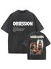 Obsession Horrorfilm Übergroßes T-Shirt 100% Baumwolle Vintage Gewaschenes T-Shirt für Männer Frauen HipHop Streetwear OBS7
