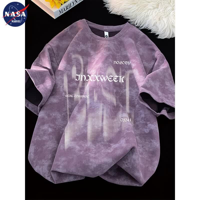 

NASA MARVEL Men s Tie-Dye Letter Print Short Sleeve T-Shirt 3XL
