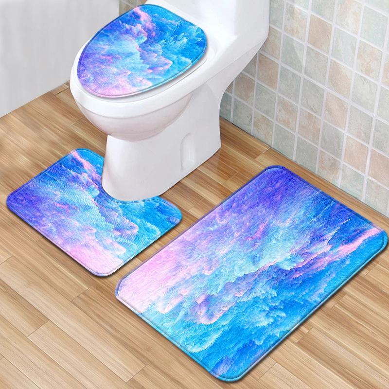 Gradual Change Pattern Toilet Floor Mat Three-Piece Bathroom Three-Piece Carpet Door Mat