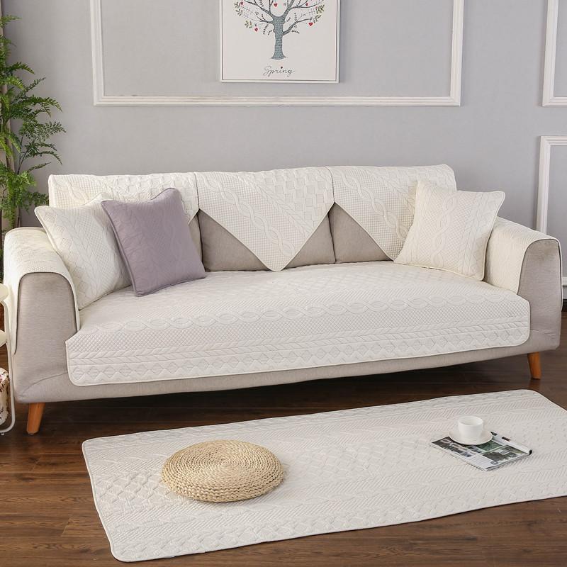 Four Seasons Cotton Washed Yarn-dyed Fabric Sofa Cushion Simple Three-person Sofa Cover Cover Towel