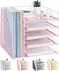 5-Tier Paper Letter Tray Organizer with File Holder - Office Supplies Desktop Organizer