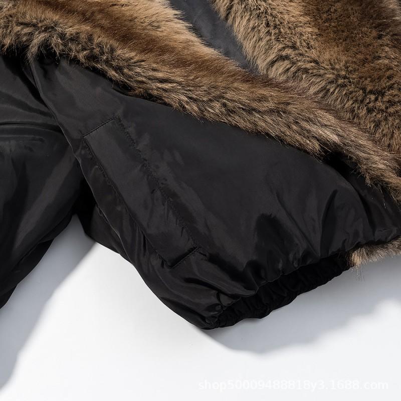 Giacca Bomber da Donna Invernale Streetwear con Collo in Ecopelliccia Spessa Calda Capo d'Abbigliamento Casual a Manica Lunga