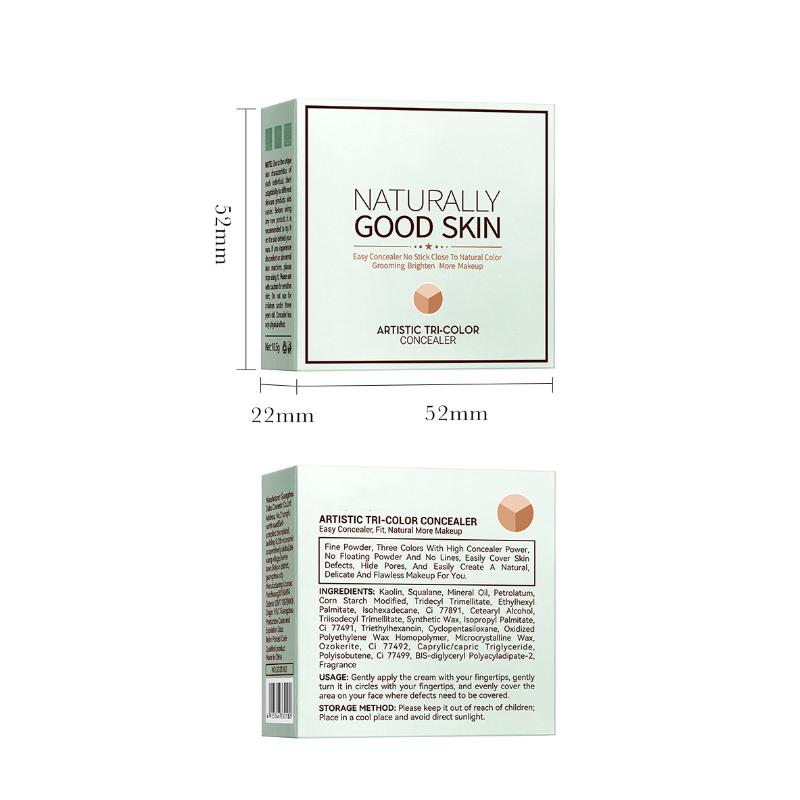 3 Color Concealer Palette For Face Contouring, Dark Circles Blemish Coverage, Creamy Highlighting Universal Skin 10.5g