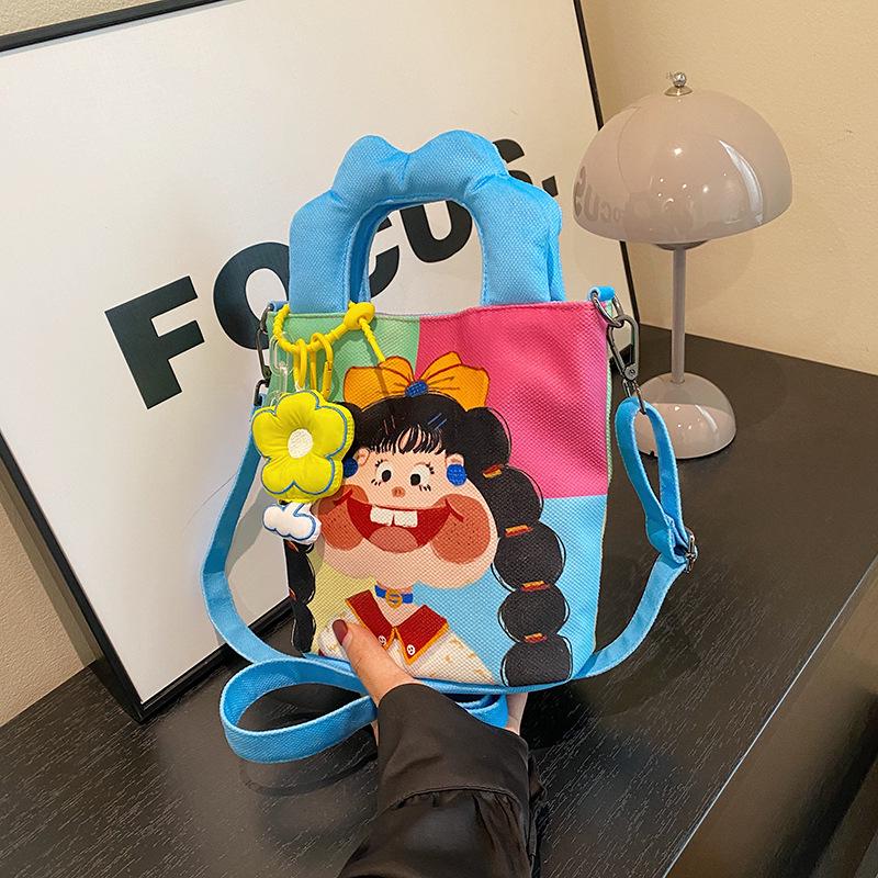 2025 Cute Goofy Cartoon Canvas Handbag - Single Shoulder & Crossbody Bag Backpack
