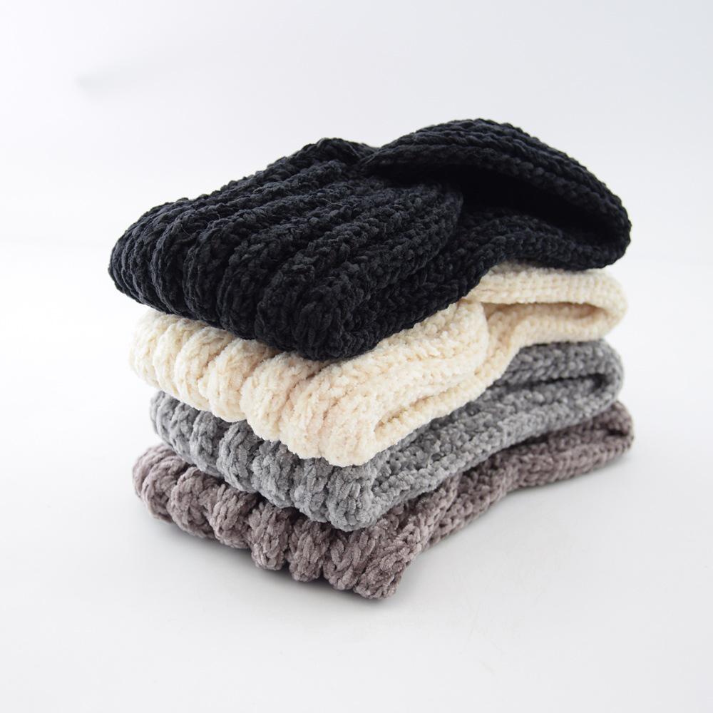 Windproof Going Out New Winter Solid Woolen Hairband Women'S Warm Wide Edge Cross Knitted Headband Hairband Accessories