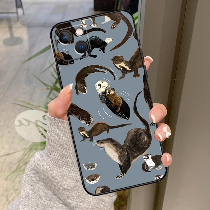Sea Otter Pattern Case For iPhone 16 Pro Max 15 14 12 11 13 17 Pro Max Plus 12 13 Mini 16e 17 Air Back Cover