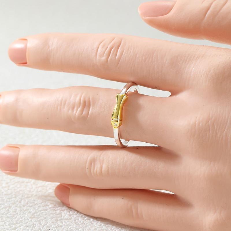 Minimalistischer handgeschnitzter Fisch Damenring Retro Zweifarbiges Metall Geometrie Tägliches Tragen Party Schmuck Jahrestag Geschenk