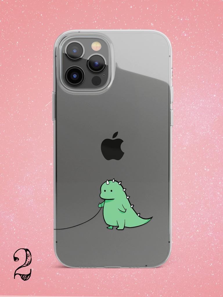 Cute Dino Clear Phone Case for iPhone 13 12 11 14 15 Pro Max Case Mini XR XS Max 7 8 Plus SE Case Silicone Tpu Dinosaur Cover