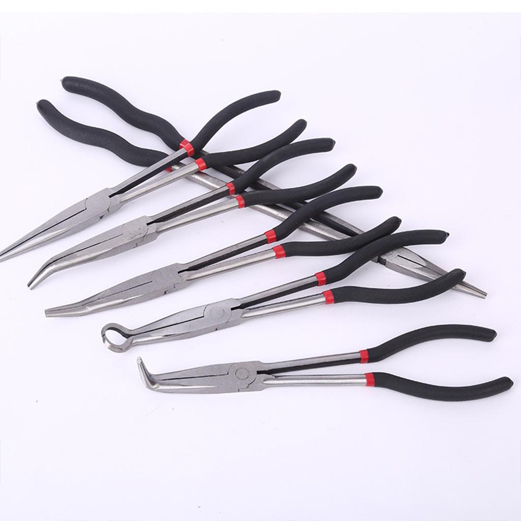 Useful Duckbill Pliers 11" for Extra Long Reach Nose Pliers 90 /45/25 Degree Straight Needle for Hard-to-Reach Narrow Sp