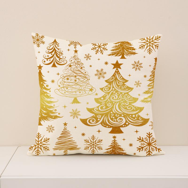 Red Christmas Print Pillow Cover Nordic Style Linen Print Holiday Decoration Living Room Sofa Cushion Cover Pillow