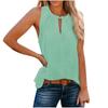 VEZFAA Women's Fashion Casual Summer Spring Solid Color Print Sleeveless V-Neck Blouses & Shirts