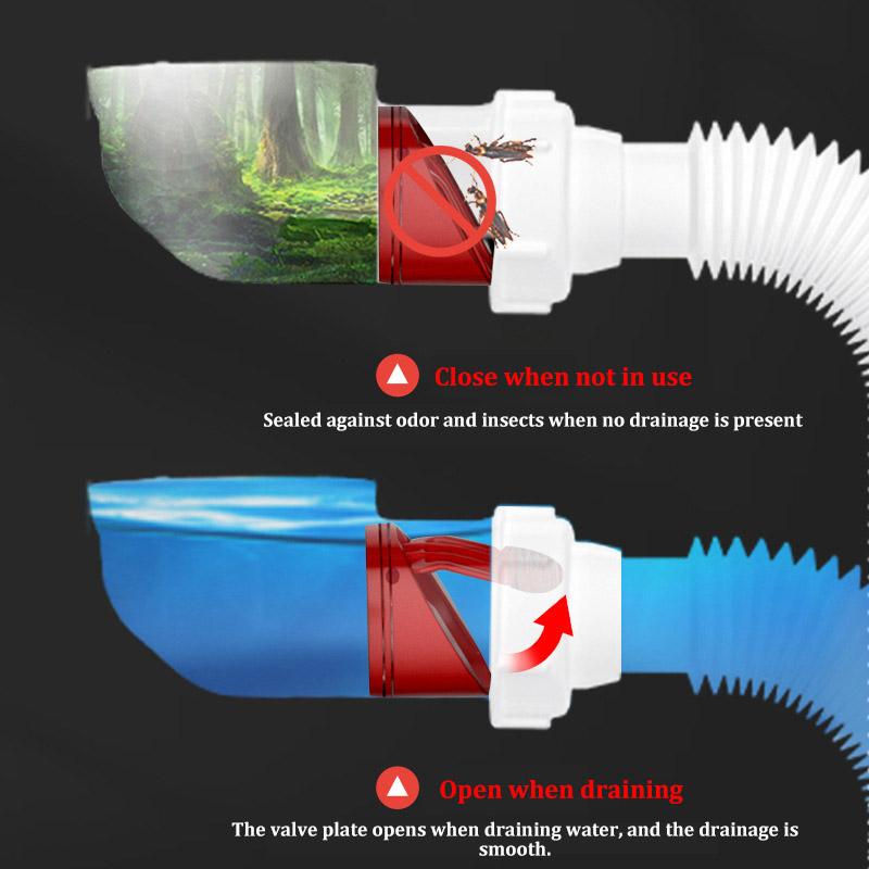 Deodorant Waschbecken Ablaufrohr Teleskopisches Waschbecken Ablaufschlauch Pop-Up Kern Badezimmer Horizontales Ablaufrohr