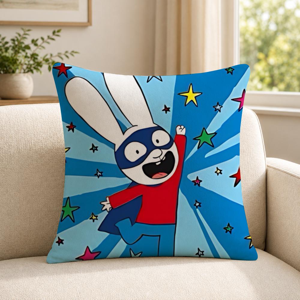 Cartoon Ssimon Rabbit Cushion Cover Shortplush Cushion Coverbreathableskinfriendlywashableroom Sofa Decor Gift