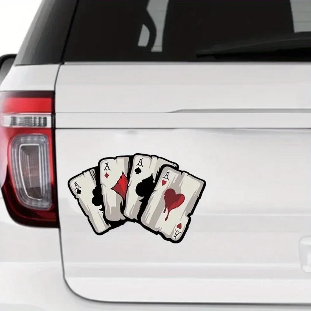 Poker Spades A Pattern Motorcycle Decals, Motocross Fuel Tank Cafe Racer Body Car Windows Funny Decoration Playing Card Stickers