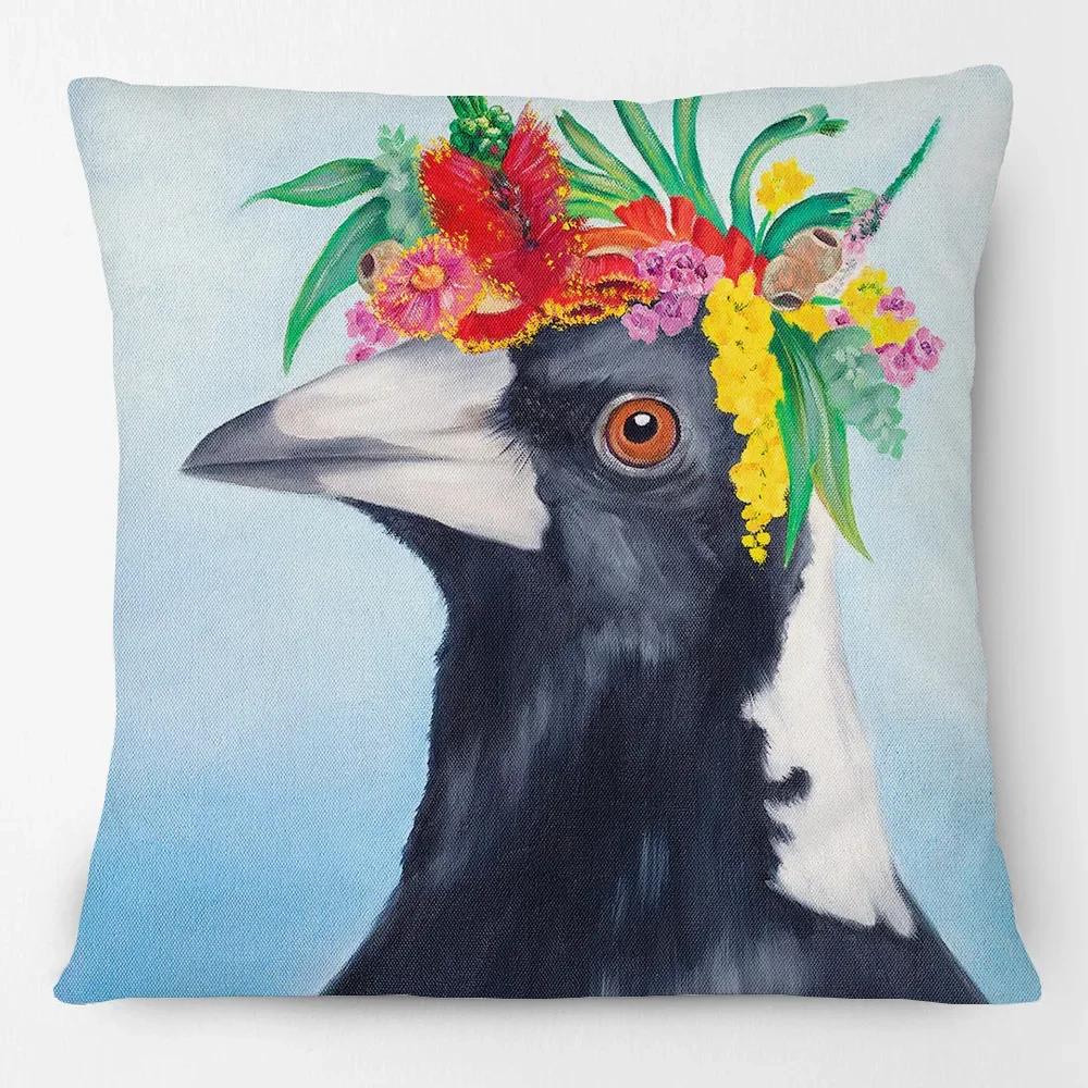 Beautiful Bird Parrot Kookaburra Floral Painting Cushion Cover Home Decorative Sofa Throw Pillow Case