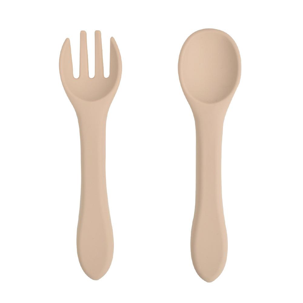 Silicone Cutlery for Children and Babies To Learn To Eat Silicone Cutlery for Children and Babies To Learn To Eat - MUSTARD