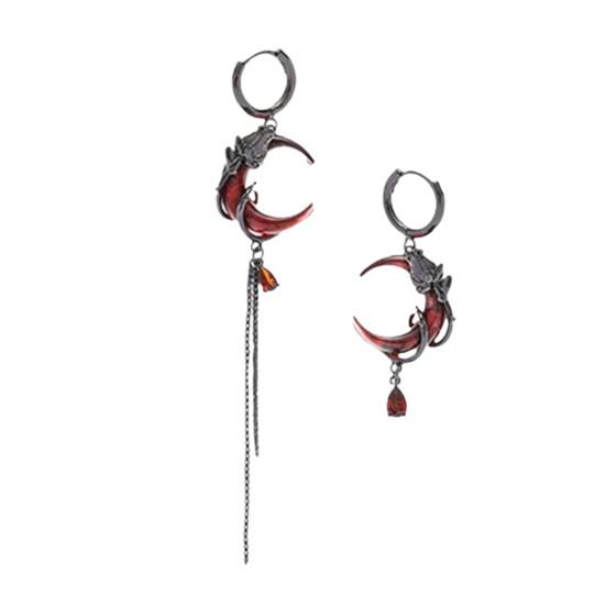 Drop Earrings Asymmetric Tassel Design Earrings Moon Decor Finger Ring Fine Craftsmanship Long Earrings