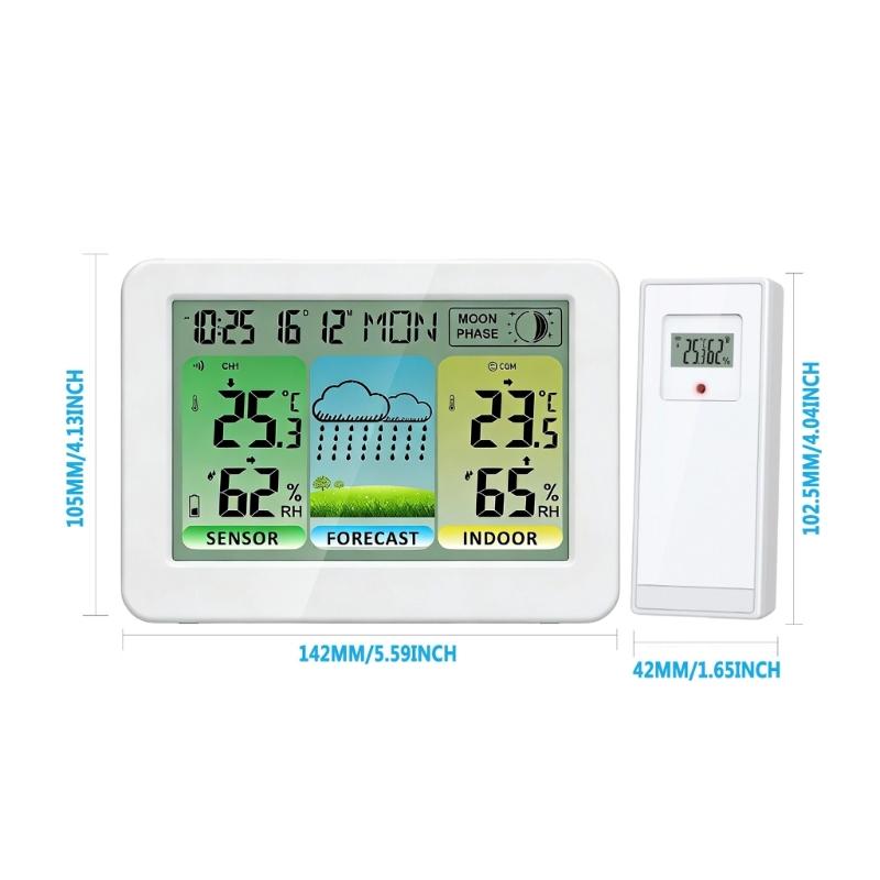 Multifunction Digital Weather Clock Color Screen Temperature Monitor And Alarm Timer Comfort Display for Home