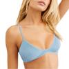 French Cotton V-Neck Women's Wire-Free Soft Elastic Ribbed Bra