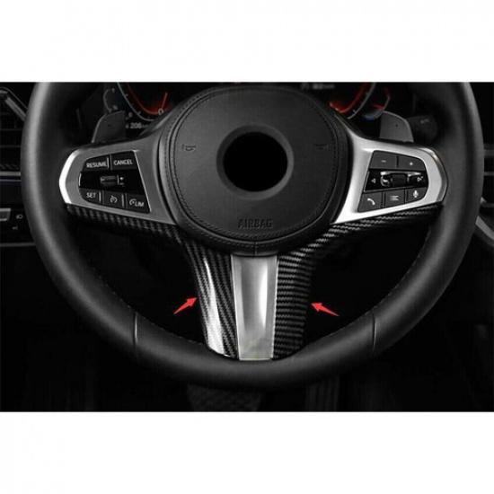 Car Steering Wheel Frame Cover Trim For BMW 5 Series G30 2018-2022 Carbon Fiber