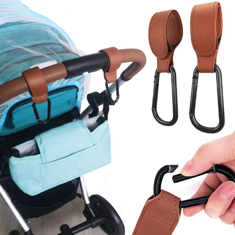 1/2Pcs Pu Leather Pram Hook Adjustable Baby Stroller Hook Cart Organizer Diaper Bag Hanger Children Boy Girl Travel Baby