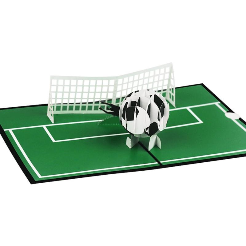 Football Soccer 3D Pop-Up Greeting Card for All Occasion Festival Holiday Paper Card Birthday Wedding New Year Postcards
