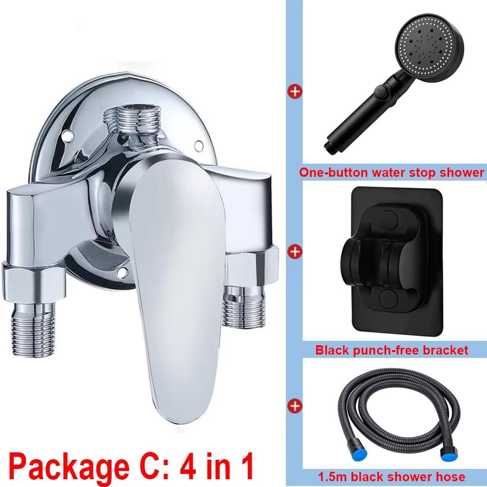 Baterie duș cadă G1/2, robinet de amestec apă caldă și rece, set de baie, robinet cromat montat pe chiuvetă, set duș cadă gray