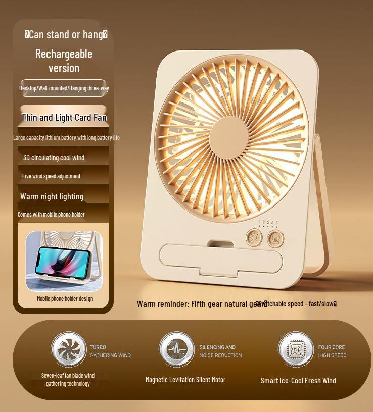 Ultra-Thin USB-Powered Mini Desk Fan: Compact, Card-Shaped, Strong Wind Circulator
