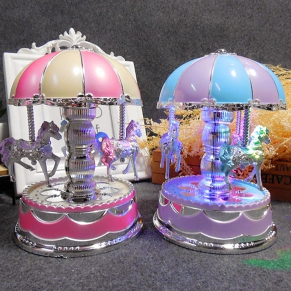 Cartoon Carousel Music Box Exquisite Horse Music Box Fantasy Carousel Ornaments  Home Decor