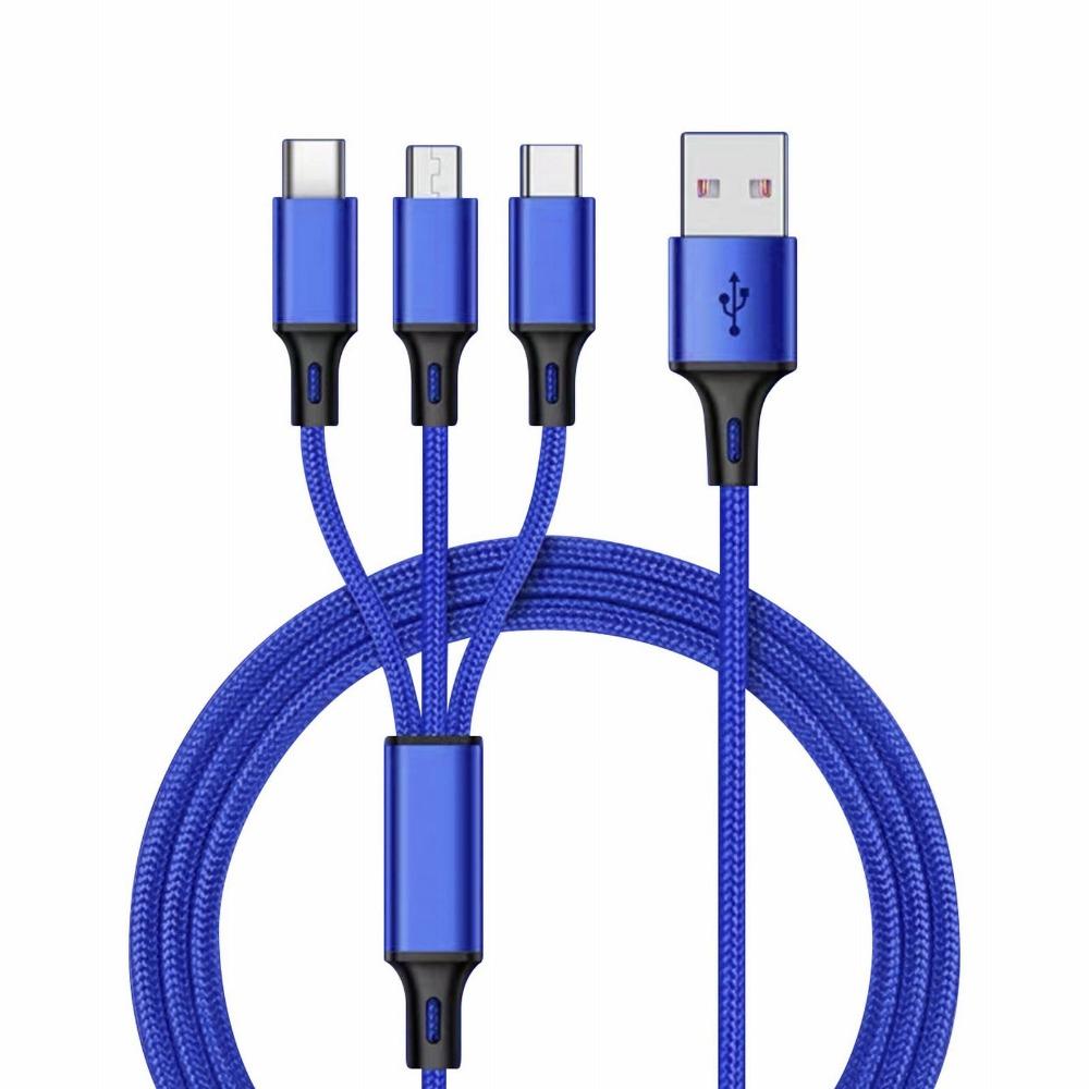 

Data Sync 3-в-1 USB-кабель для быстрой зарядки, нейлоновый плетеный провод, быстрая зарядка, универсальное зарядное устройство для телефона золотой
