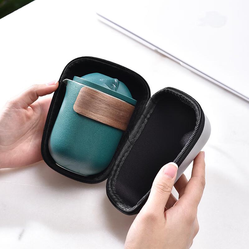 Portable Black Pottery Travel Tea Set (1 Pot, 4 Cups)