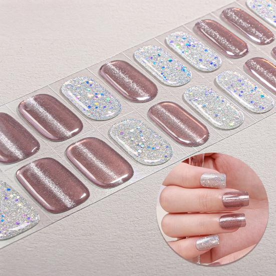 Tiras de Esmalte com Glitter com Lixa Fácil de Aplicar Remover Autoadesivas Unha Inteira Feminina Adesivo para Unhas Manicure Caseira Decoração DIY Nail Art Wrap