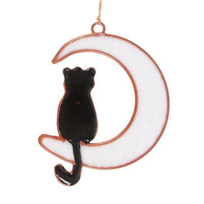 Cat Sitting On Crescent Moon Suncatcher