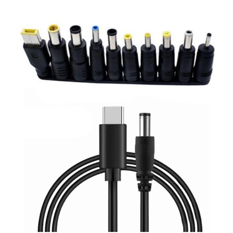 10PCS/Set Universal Type C To DC Power Adaptor Cable 100W 65W 20V 4A PD Fast Charger Jack Multifunction Mains Plugs Connector