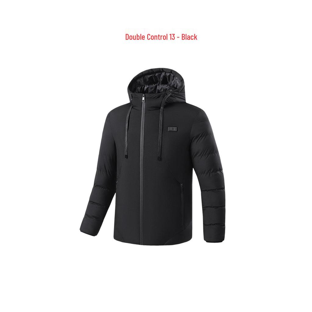 Men's Smart Heated Winter Jacket with Hood - Warm, Constant Temperature, Cold-Proof Cotton Coat