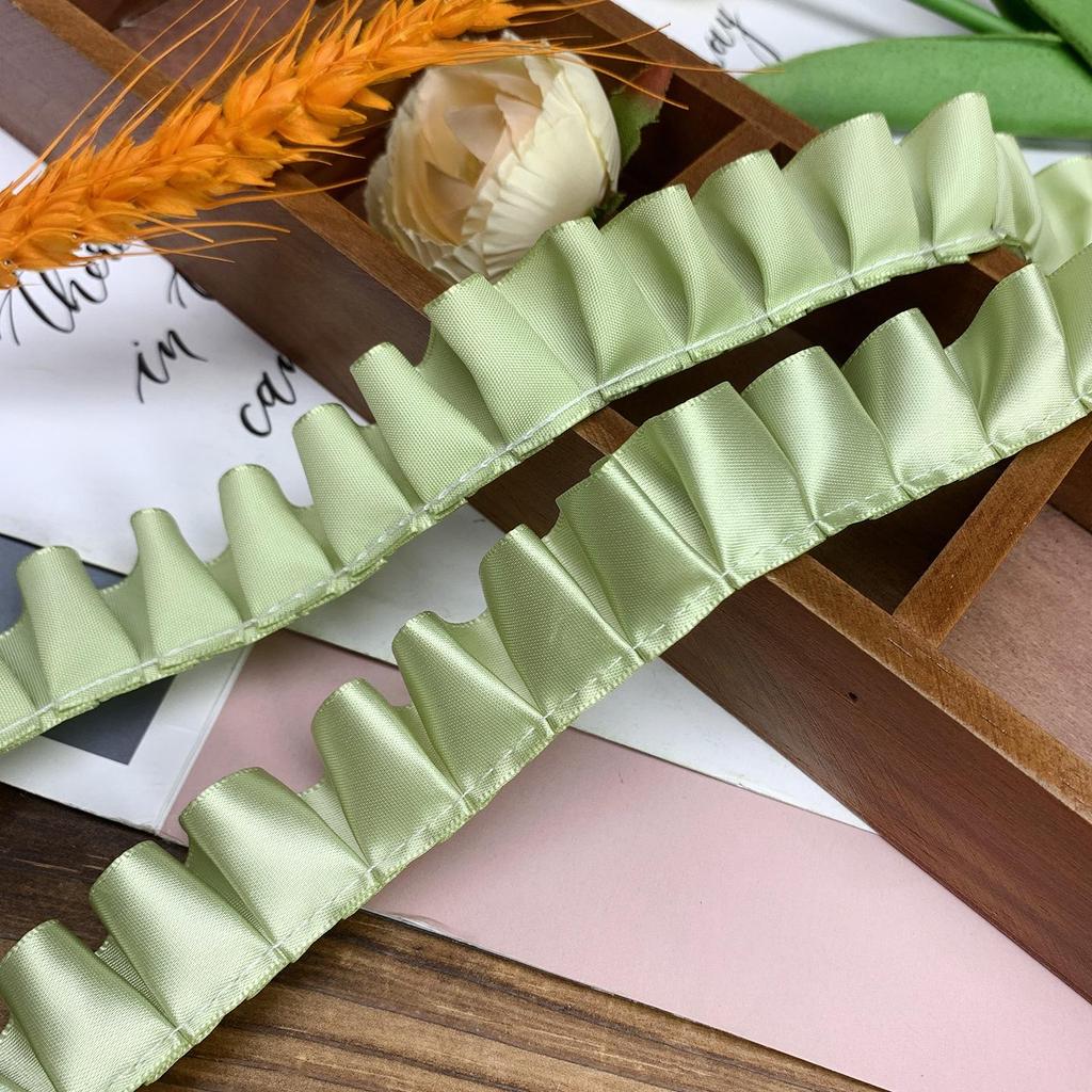 High-Quality 2.5cm Pleated Lace Woven Polyester Ribbon for Clothing and Cuff Decoration