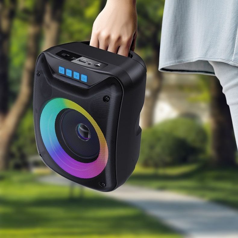 Przenośny Bezprzewodowy Głośnik Bluetooth z basowym głośnikiem stereo Subwoofer światło imprezowe disco LED flash radio FM Zewnętrzny głośnik bezprzewodowy