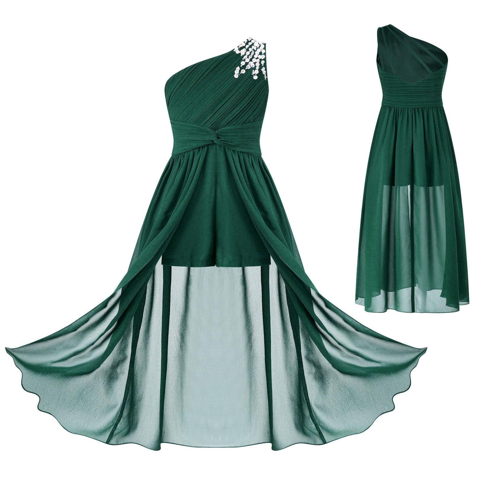 

Дитяча весільна сукня для дівчаток Сукня з квітковим малюнком без рукавів з квітковим мереживом і стразами, вечірня повзунка, вечірня сукня, танцювальний одяг 15-16 Years зелений