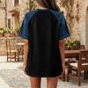 Casual Women Denim Patchwork Oktoberfest Graphic T Shirt Comfortable Short Sleeve Loose Fit Top for Daily Wear